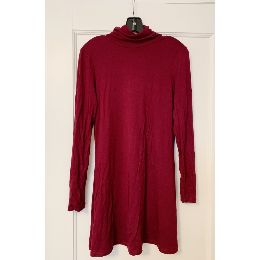 Red Turtleneck Tee Shirt Dress